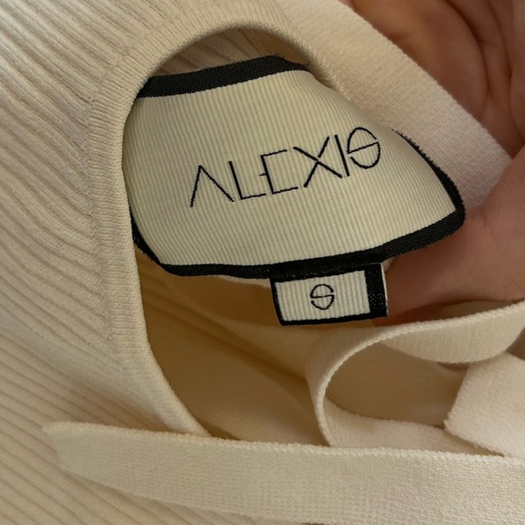 Alexis Terza Ribbed Knit Open Back Mini Long Sleeve Dress in Pearl - Picture 6 of 6